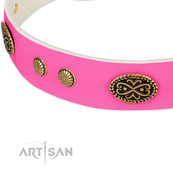 Strong buckle on full grain natural leather dog collar for your dog