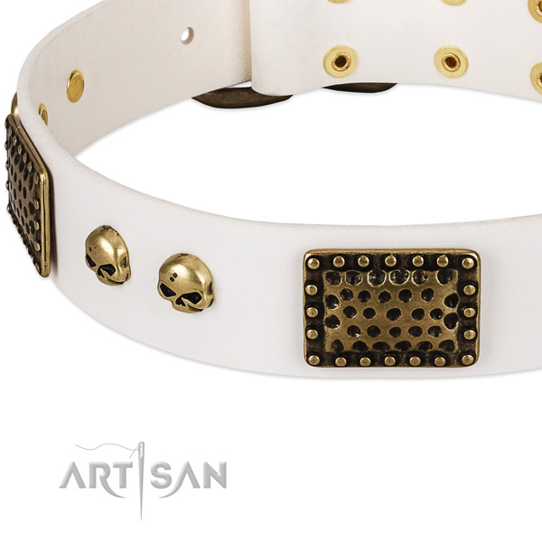 Durable fittings on genuine leather dog collar for your canine