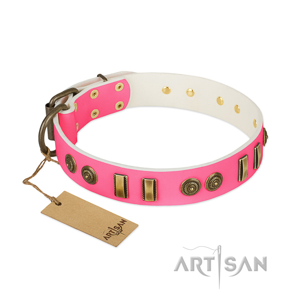 Handmade natural leather collar for your doggie