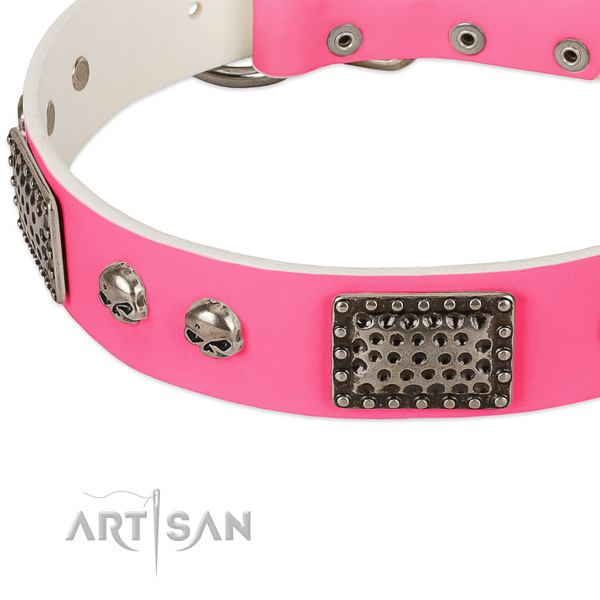 Durable studs on full grain natural leather dog collar for your dog