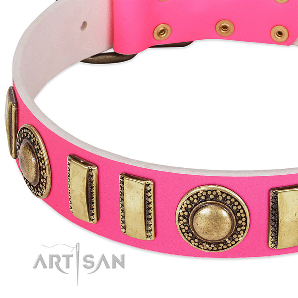 Soft natural leather dog collar for your handsome four-legged friend
