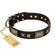 (image for) "Passion for Style and Beauty" FDT Artisan Decorated Black Leather American Bulldog Collar