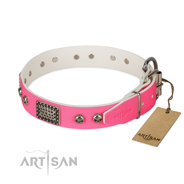 Reliable studs on comfortable wearing dog collar