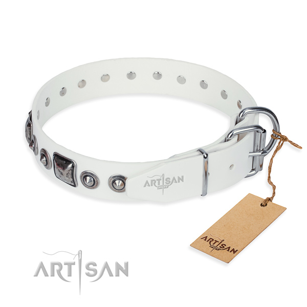 Top notch genuine leather dog collar created for stylish walking