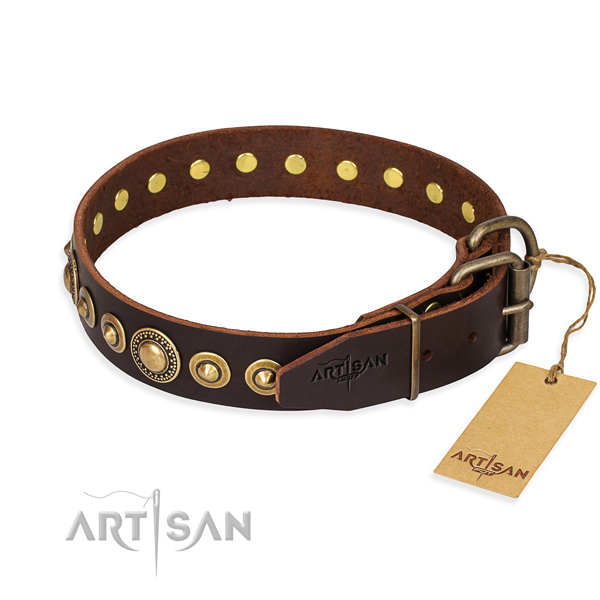 Quality leather dog collar handmade for comfortable wearing