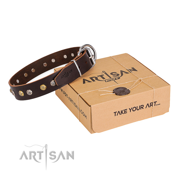 Top rate full grain leather dog collar handmade for basic training