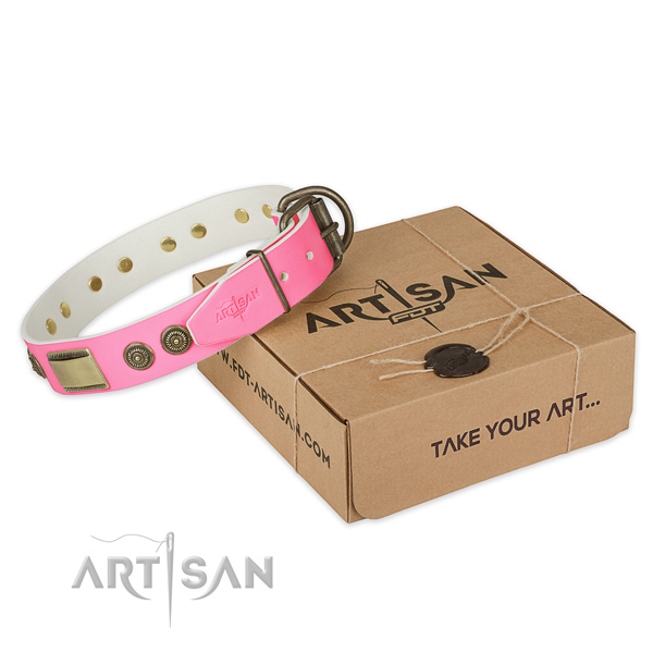 Corrosion proof hardware on dog collar for comfy wearing