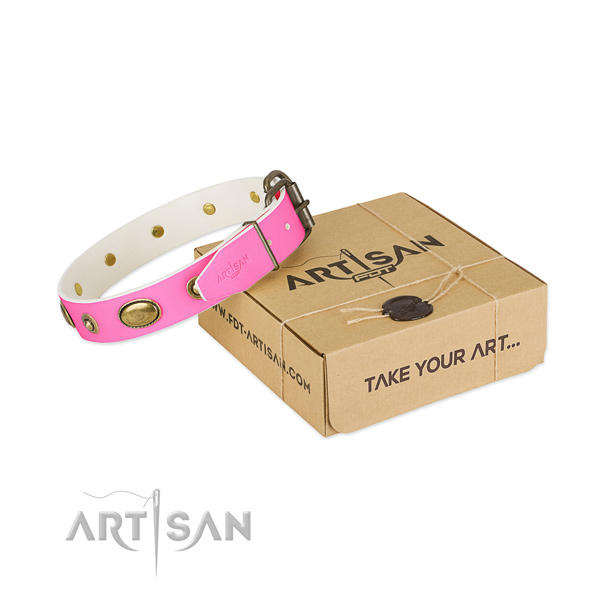 Adjustable leather collar for your attractive pet