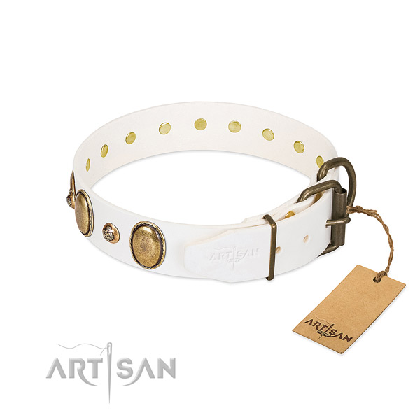 Daily use full grain genuine leather dog collar