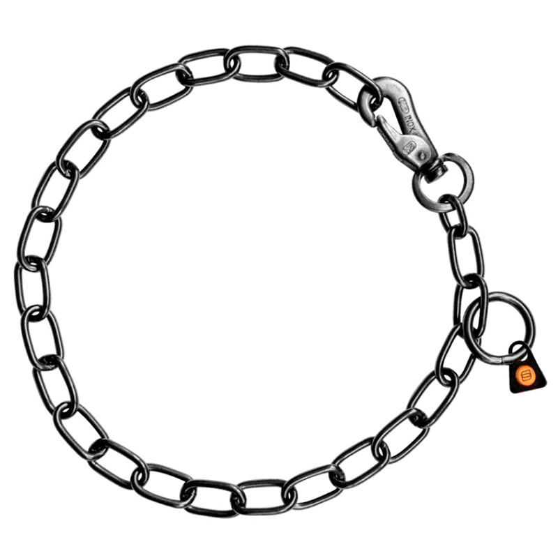 (image for) Herm Sprenger Black Stainless Steel Chain Collar with Snap Hook - 3.0 mm