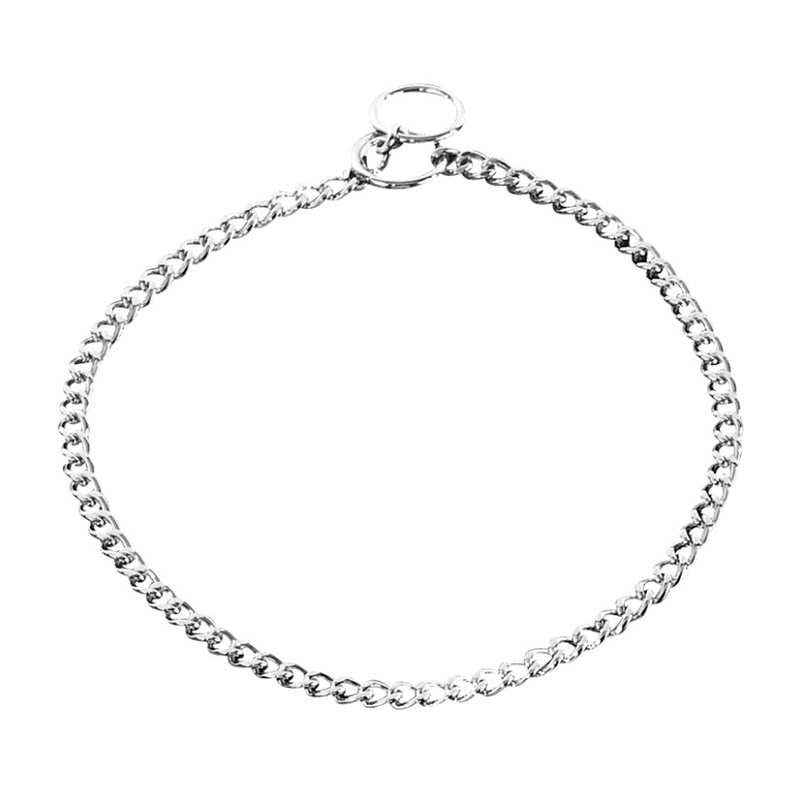 (image for) Chrome Plated Short Link Chain Collar with Flat Chain - 1.5 mm
