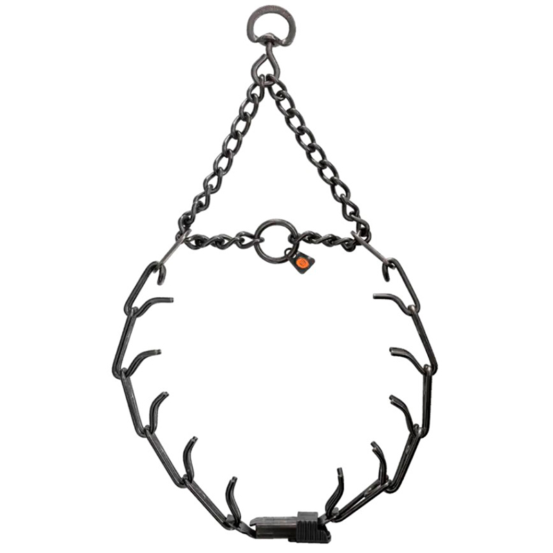 (image for) ULTRA-PLUS Black Stainless Steel Prong Collar with Assembly Chain and ClicLock (4 mm x 25 inches) Herm Sprenger