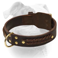 Two Ply Decorative Leather Collar For American Bulldog