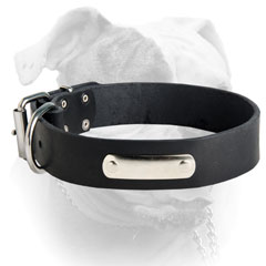 Don't loose your dog with this leather collar with ID-tag