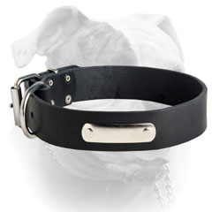 Don't loose your dog with this leather collar with ID-tag