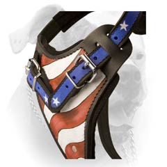 American Pride handpainted leather American Bulldog harness