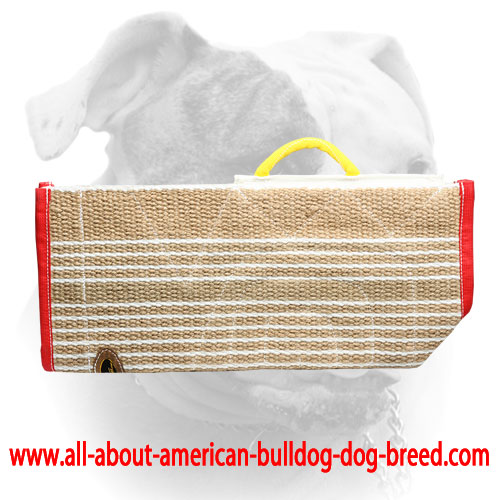 (image for) American Bulldog bite sleeve cover made of jute with handle