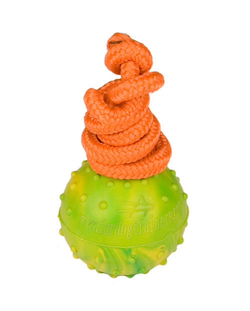 (image for) High quality solid rubber American Bulldog training ball on string 2 inch (5 cm)