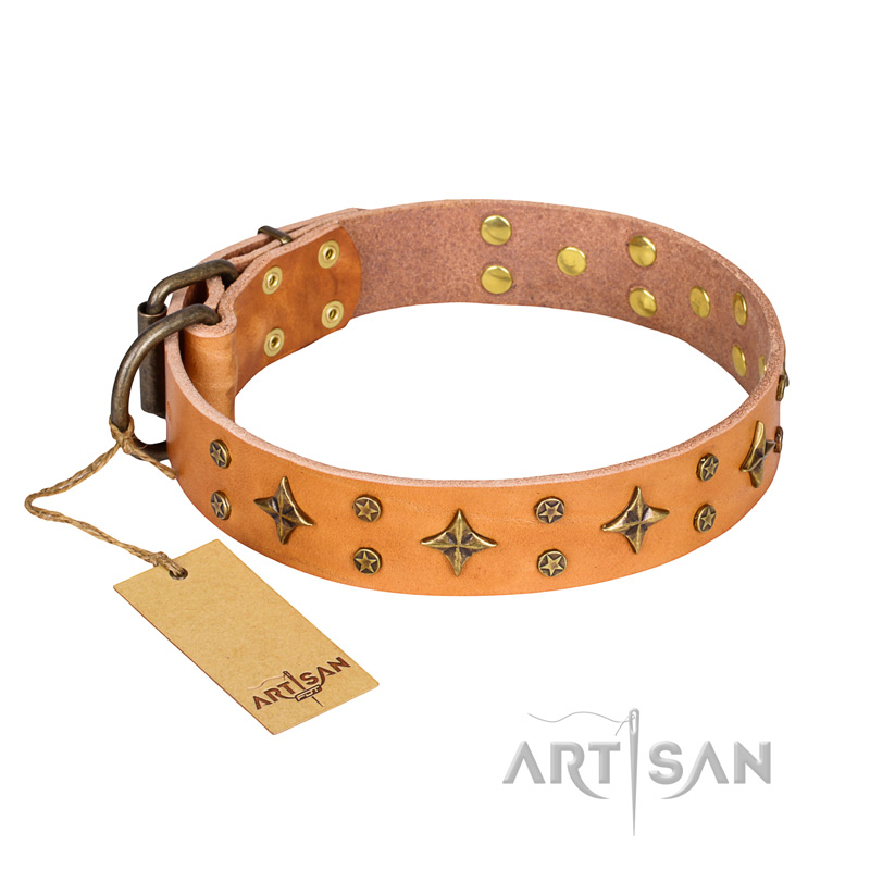(image for) 'Top-Flight' FDT Artisan Adorned Tan Leather American Bulldog Collar