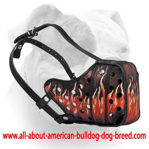 (image for) Handcrafted Leather Muzzle Decorated With Flame Forks Painting