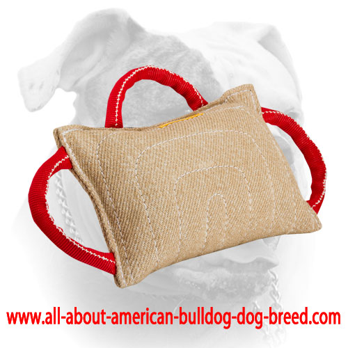 (image for) Dog bite pad made of jute with 3 handles - Jute Bite Pillow