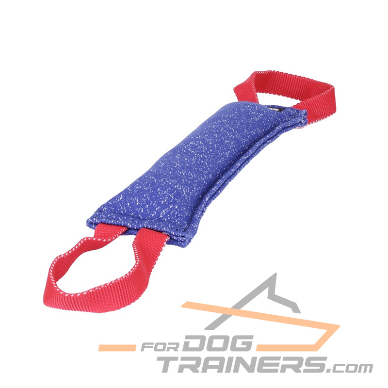 (image for) French Linen Dog Bite Tug of Medium Hardness with Two Handles - 2 1/3 inch x 15 3/4 inch (6 cm x 40 cm)