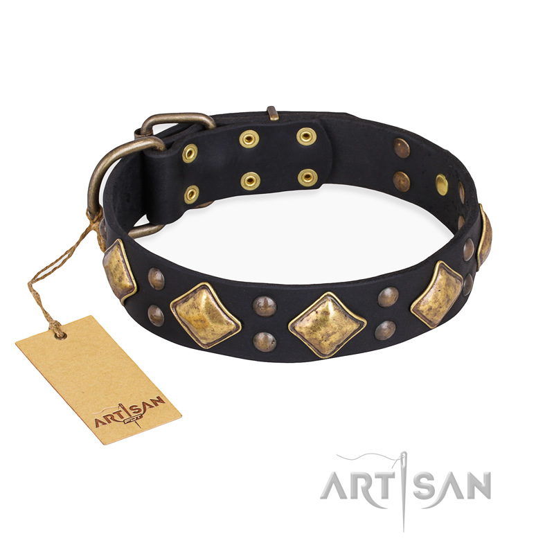 (image for) "Fancy-Schmancy" FDT Artisan Studded Leather American Bulldog Collar
