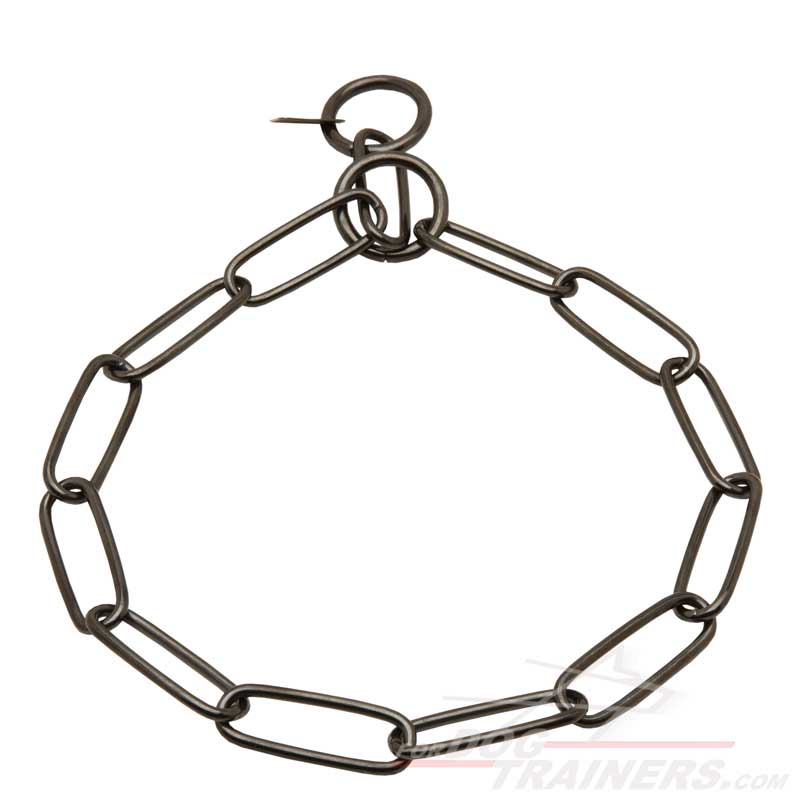 (image for) Herm Sprenger Black Stainless Steel Long Link Fur Saver 1/9 inch (3 mm) - HS Choke Collar