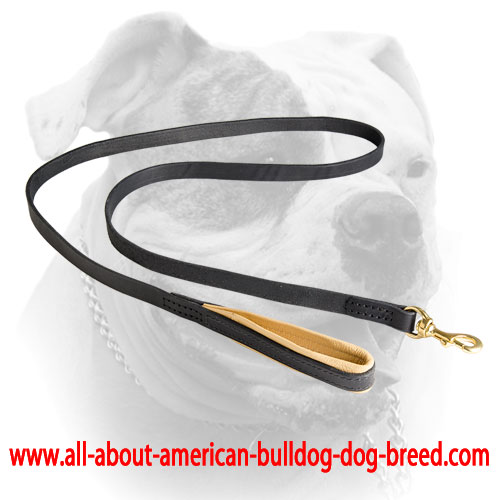 Nappa padded comfy handle for leather American Bulldog leash