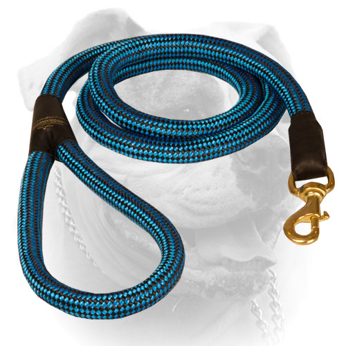 American Bulldog nylon cord leash with brass snap hook