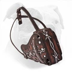 American Bulldog Leather Buckled Muzzle with Perfect  Air Ventilation