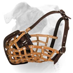 Leather Basket Muzzle For American Bulldog