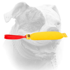 French Linen bite tug with a comfy stitched handle for American Bulldog