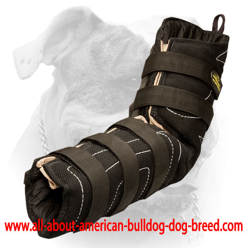 Ambidextrous American Bulldog hidden bite sleeve with velcro closure