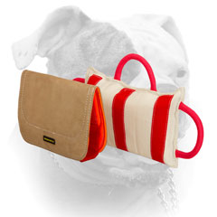 American Bulldog bite pillow with easy removable leather cover