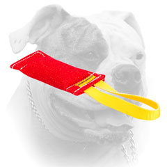 Securely stitched American Bulldog pocket toy of French Linen