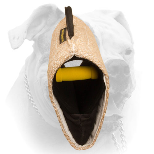 Jute bite builder for American Bulldog training