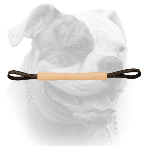 Leather bite tug with two handles 